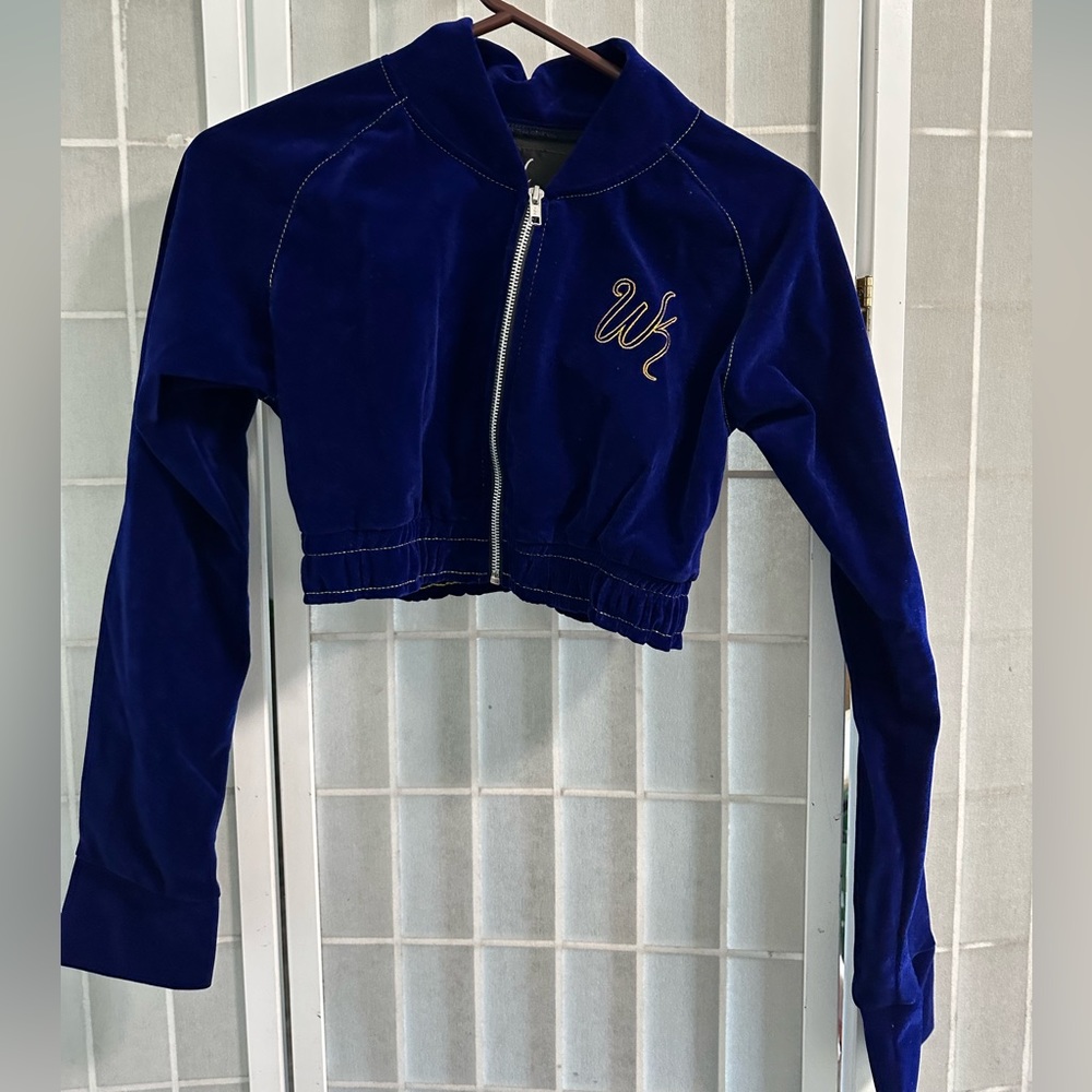 W KEEN blue crop zip up size S